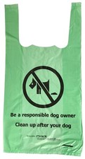 300 x Green biodegradable tie-handle dog waste / doggy poo poop bags