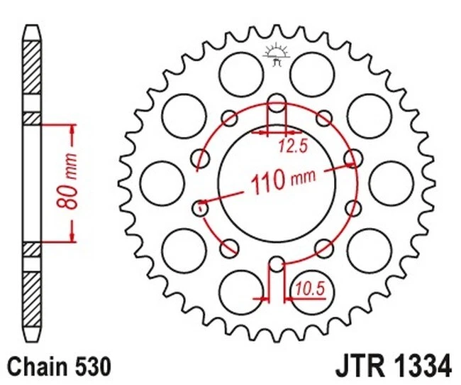 Steel Rear Sprocket - 40 Tooth 530 JT JTR1334.40 For Honda CB/R/X VF/R - Image 3 of 3