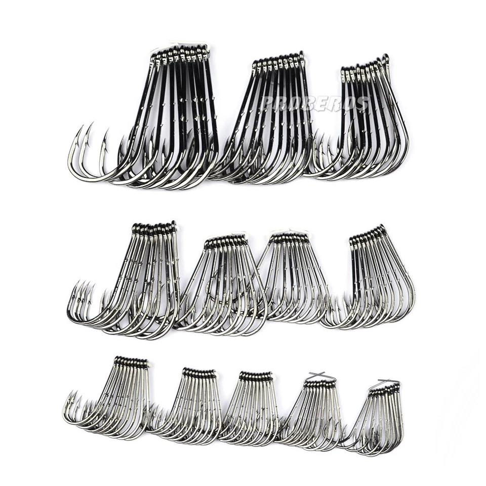 100pcs Fishing Hook 6#-6/0# Fish Hook Baitholder Jig Big High Carbon Steel Hooks - Image 2 of 4