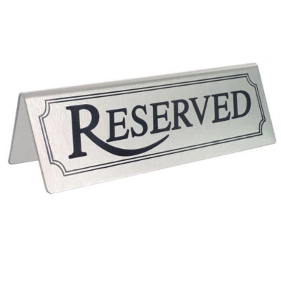 BarBits Stainless Steel Reserved Table Signs - Tent Type Restaurants Cafes Sign