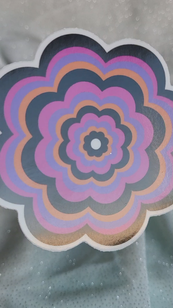 STKR076 Black Orange Purple Pink LAYERED Flowered Shaped Sticker