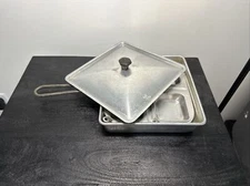 VINTAGE ALUMINUM CAKE PAN With Lid Steamer 4 Dishes