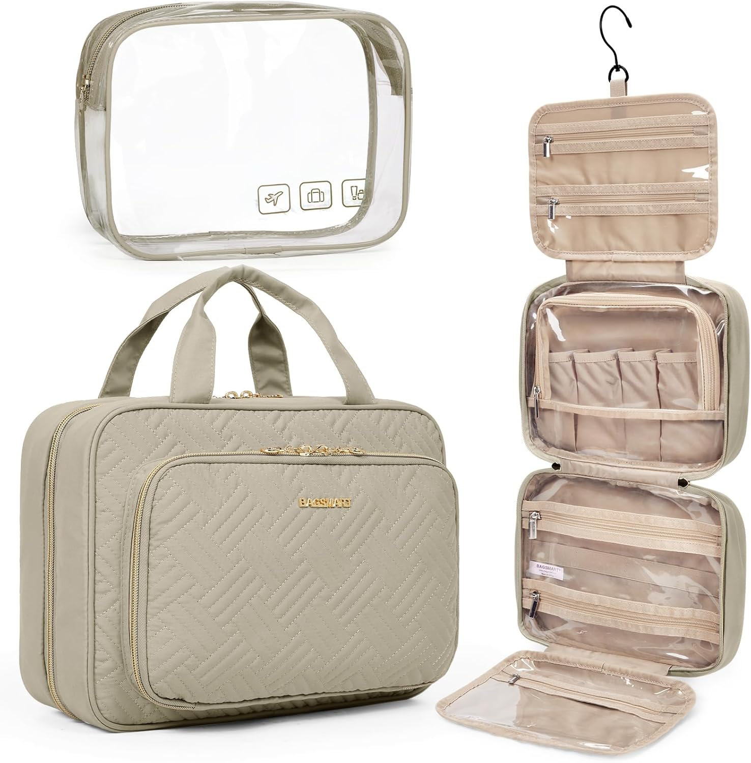 TSA Approved Hanging Travel Toiletry Bag with Transparent Cosmetic Organizer-image