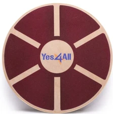 Yes4all Red Wooden Wobble Balance Board Exercise Stability Trainer 15.75”