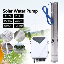 4" Stainless Solar Water Pump DC Deep Bore Well Submersible Pump+MPPT Controller