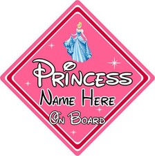 Baby On Board Car Sign - Disney Princess - Cinderella - Personalised