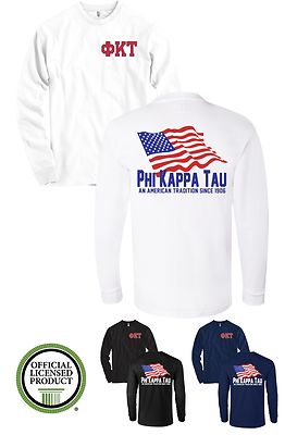 Phi Kappa Tau Fraternity Bella+Canvas Long Sleeve American Flag Shirt