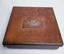 Jan Barboglio 6.5" King CROWN Iron Trinket Keepsake Jewlery Letter Box RARE rust