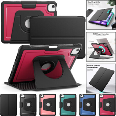 For iPad 7/8/9/10/11th Gen Air Pro 11 Shockproof Leather Rotate Stand Case Cover