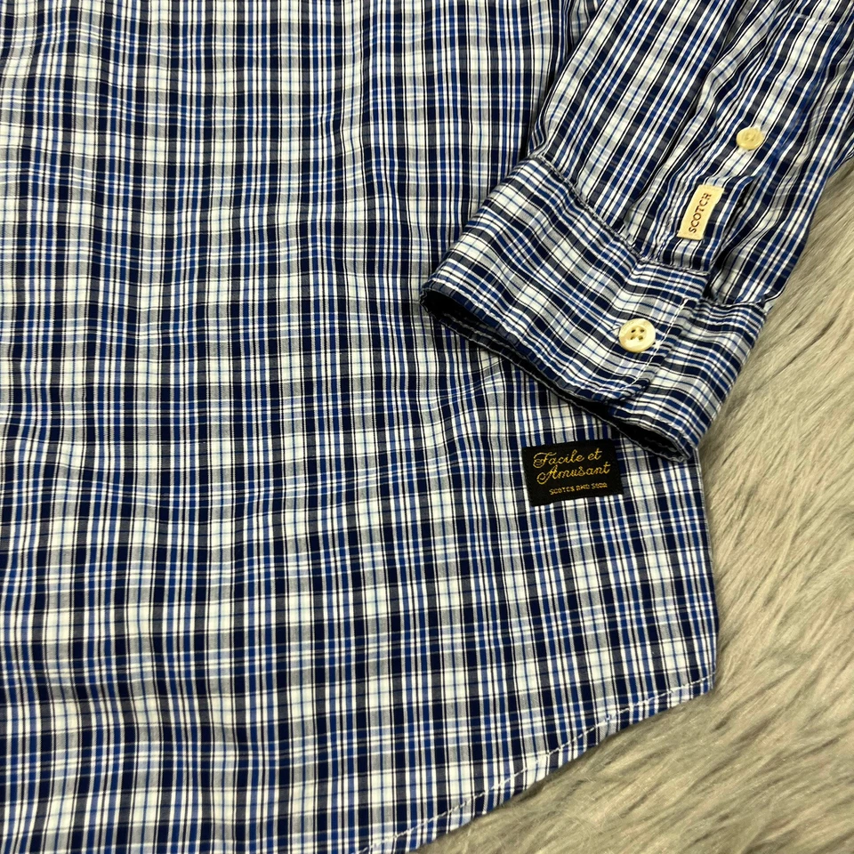 Camisa Cuadrada de Bolsillo Manga Larga a Cuadros Azul Scotch And Soda Talla Grande Foto 2 de 4