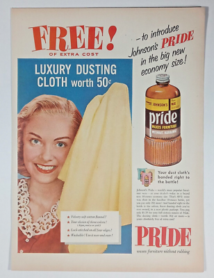 ウォールポスター　ヴィンテージ Johnson & Johnson 1950s JOHNSONS PRIDE Furniture Polish Wax Cloth Vintage Colorful