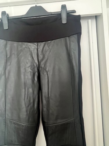 River Island Women’s Black Leggings Faux Leather Front Size UK 14 - Picture 4 of 8