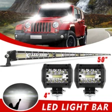 Offroad 50''+4'' LED Work Light Bar Slim Flood Spot Combo Truck Roof Driving SUV