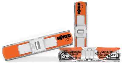 Wago 221-2401 Inline Splicing Wire Connector Lever Nuts, Box of 60