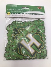 Vintage Beistle Happy Saint Patrick  s Day Jointed Streamer Banner 2003 Shamrocks
