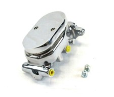 Aluminum Power Manual Brake Master Cylinder 1 Bore 4 Ports Smooth Top Chrome