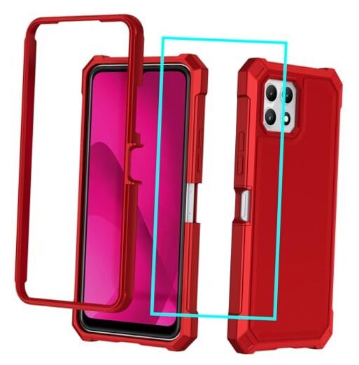 for T-Mobile 5G Case with Screen Protector,5G Phone Case Full Body Revvl 7 Red