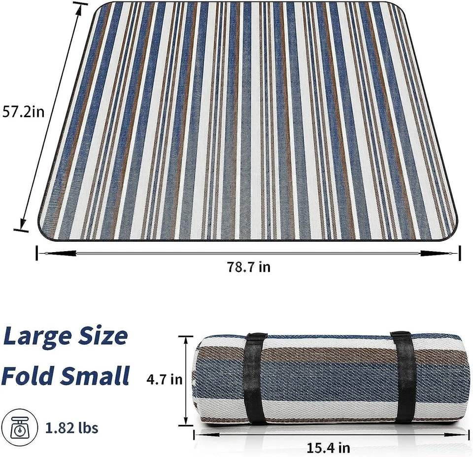 Mantas de Picnic Impermeables Plegables, 59’’x78.7’’ Extra Grandes Picnic Doble Capa Foto 2 de 4