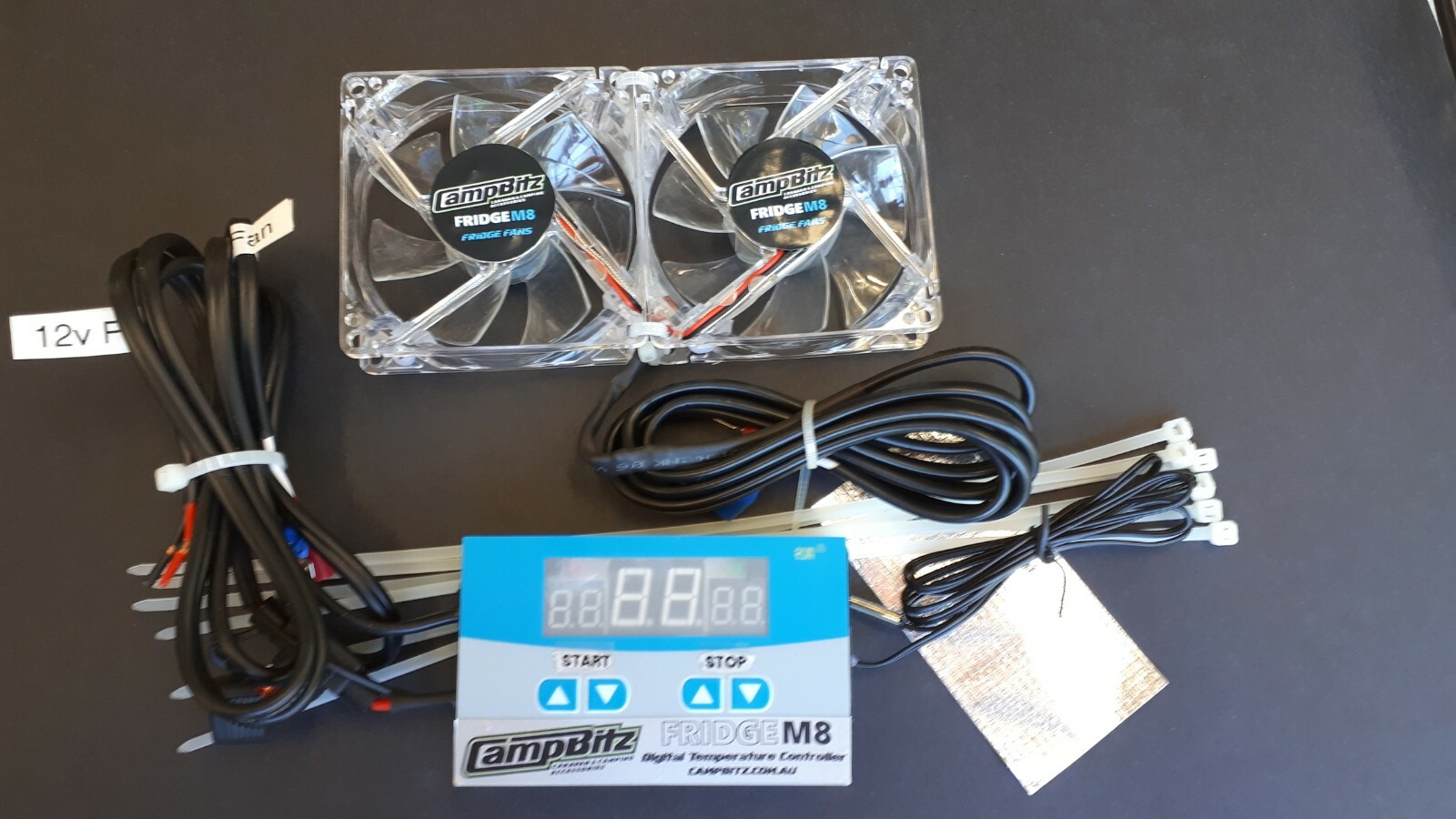 Caravan Fridge Cooling Fan Kit twin 80mm fans & Digital Temperature