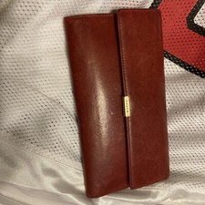 Vintage Coach Red Leather Tri-Fold Medium Clutch Snap Button Women  s Wallet