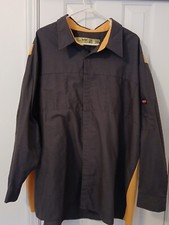 RED KAP Performance Shop Shirt W/ Oilblock Technology 4XL Charcoal  Yellow Mesh