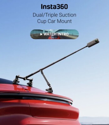 Original Insta360 Triple Suction Cup Mount +Action Invisible Selfie Stick.