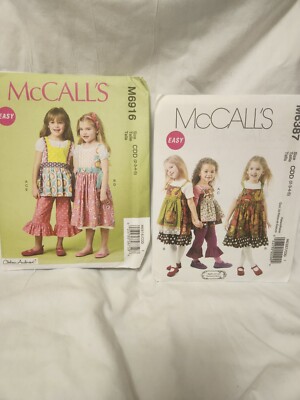 McCalls M6916 M6387 Size CDD Girls Dresses Patterns Unused Uncut