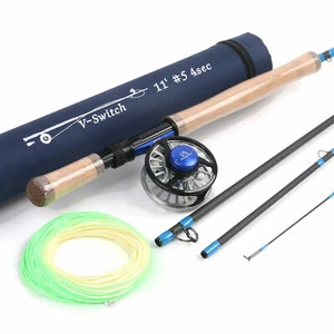 Fly Fishing Switch Rod 11ft 4/5/6/7wt 4pcs with Fly Reel  & Fly Fishing Line Kit