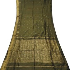Vintage Gray Sarees 100 Pure Silk Zari Handwoven Festive Sari 5YD Craft Fabric