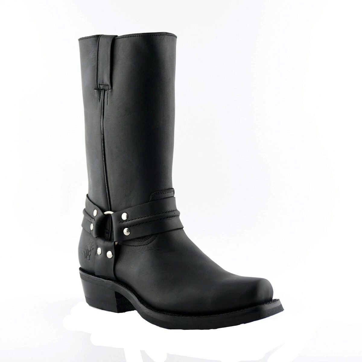 Grinders Renegade Hi Black Leather Boots Cowboy Western High Unisex Biker Boots