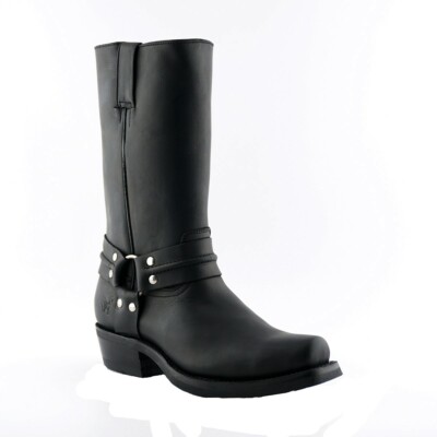 Grinders Renegade Hi Black Leather Boots Cowboy Western High Unisex Biker Boots
