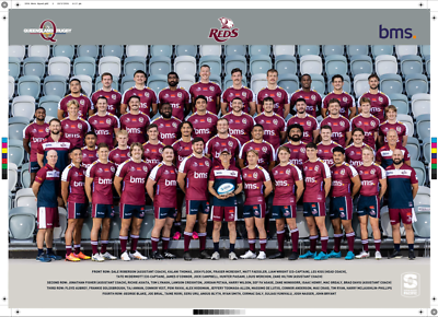 QUEENSLAND REDS SUPER RUGBY LAMINATED TEAM POSTER,BARGAIN, PACIFIC