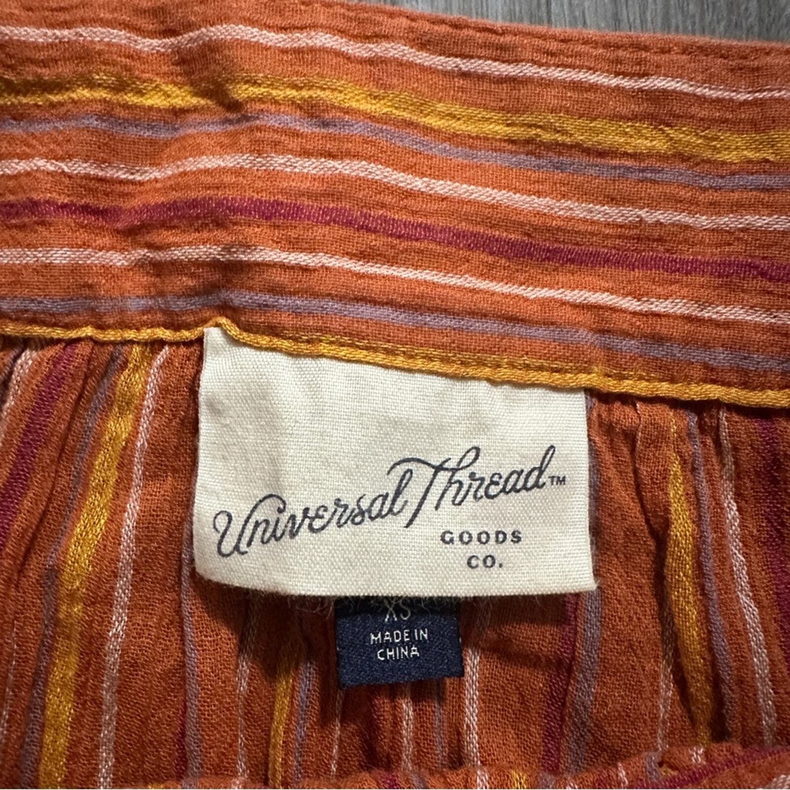 Universal Thread Orange Multicolor Striped Square… - image 3