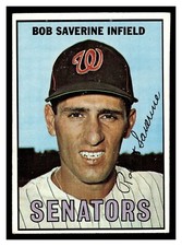 1967 TOPPS BOB SAVERINE #27 WASHINGTON SENATORS MID HIGHER GRADE NO CREASES