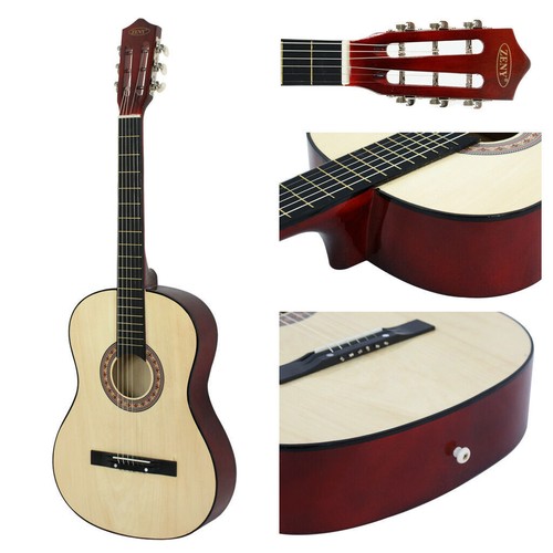 Chitarra Acustica 38" Principianti con Custodia, Cinghia, Accordatore e Pick Corde Acciaio - Foto 15 di 17