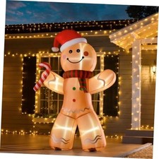8ft Christmas Inflatable Gingerbread Man with Candy Cane, Outdoor - Blow-Up