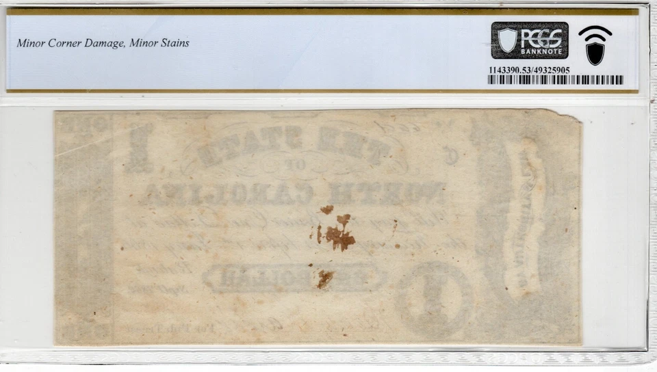NC CR-88 1862 $1 North Carolina Paper Money - PCGS-B About Uncirculated 53 - Image 2 of 2