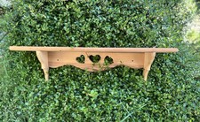 VTG Wood Heart Cut Out Shelf Wall Decor Cottagecore Country 29.5 Long Display