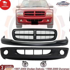 Front Bumper Assembly Grille Fog Light Pair For 1997-2000 Dodge Dakota