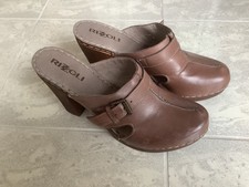 Rizzoli Damen High Heel Clogs Pantoletten braun Gr. 41 wie neu Echtleder genäht