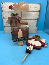 Primitive Folk Art Wooden Angels, Country Decor 4 