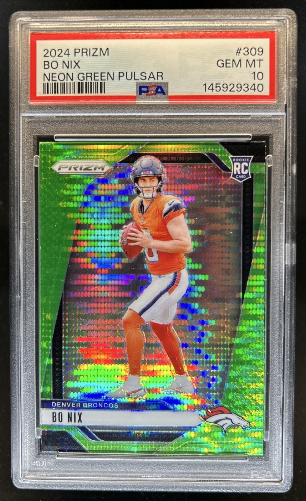 Bo Nix Panini Prizm #309 Neon Green Pulsar