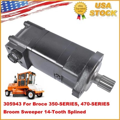 Hydraulic Motor 305943 for Broce CR350 350-SERIES Broom Sweeper 14-Tooth Splined