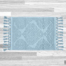 Jean Pierre Ricardo Bath Mat 100 Cotton 27" x 52" Light Blue