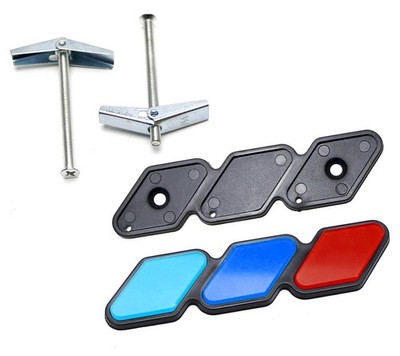 M-Spor 3-Color Lower/Hood Grille Badge Emblem w/EZ Toggle Anchor Bolts For BMW