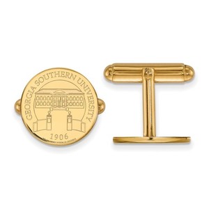Authentic 14k Gold Plated Silver Georgia Southern Crest Disc Cuff Links