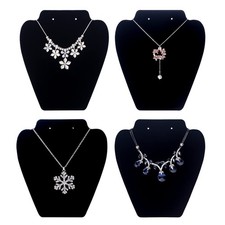 Coward 4 Pcs/Set Velvet Necklace Display for Selling 4pcs style1, Black
