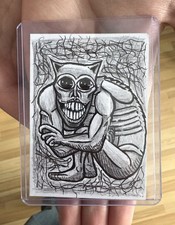 ACEO Original Art Card – Hand Drawn Piggy Bank Illustration - Ink - 2.5” x 3.5”