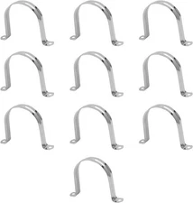 Waziaqoc 10PCS M100 Pipe Strap Clamp, 4 Inch Stainless Steel U Bracket, 2 Hol...
