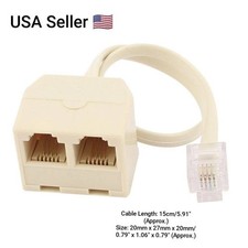 1 To 2 Ways RJ11 6P4C Male Telephone Jack Line Cord Female Splitter adapter Lan